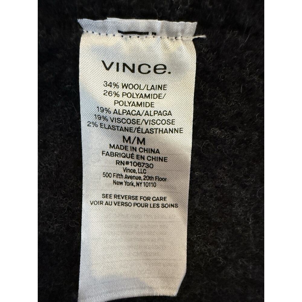 Vince Womens Black Long Brushed Wool Alpaca One Button Jacket Overcoat M $695 - Picture 7 of 10